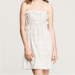 J. Crew Candace fit flare dress ink dot spaghetti straps cream black size medium